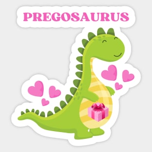 Pregosaurus - Preggosaurus cute pregnancy dinosaur mamasaurus for a mom to be Sticker